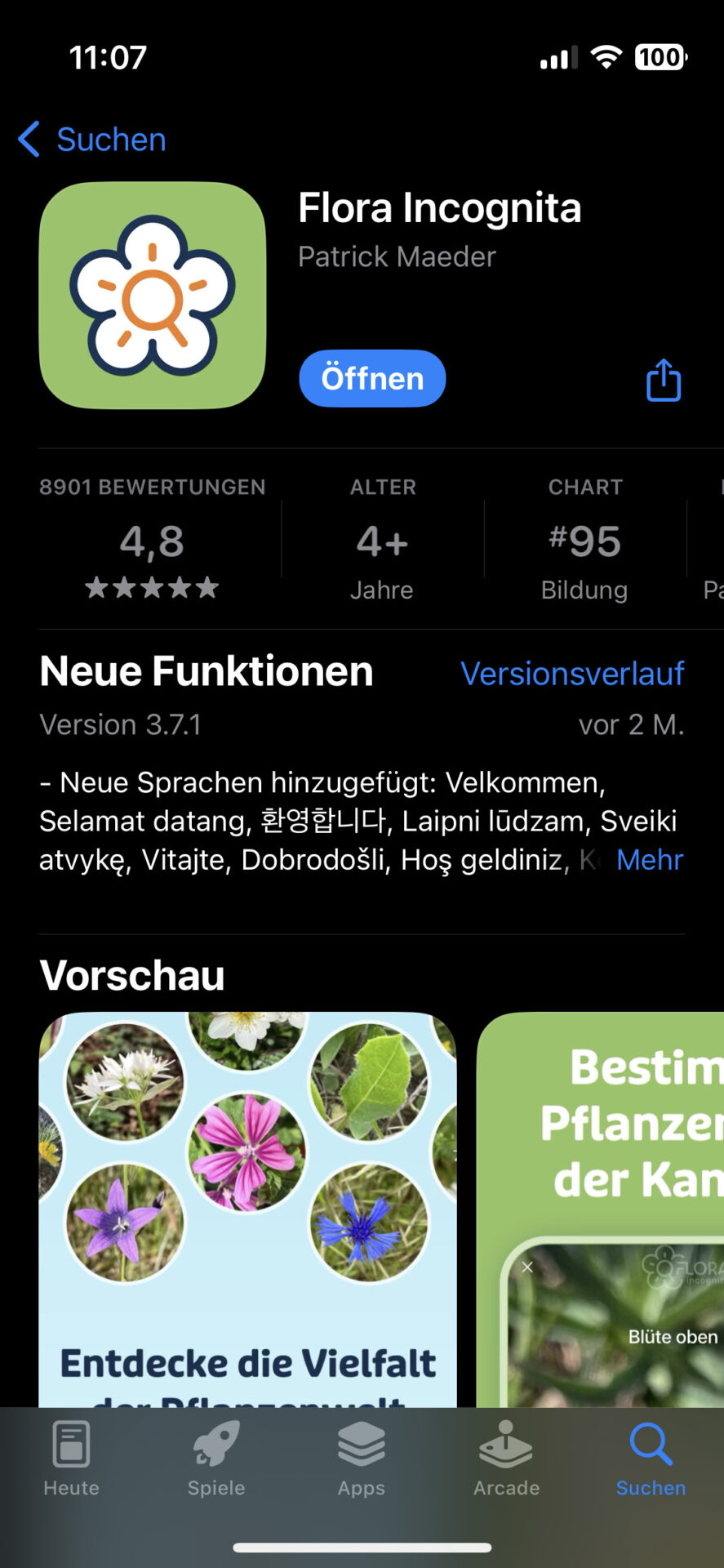 App Flora Incognita im Apple App Store